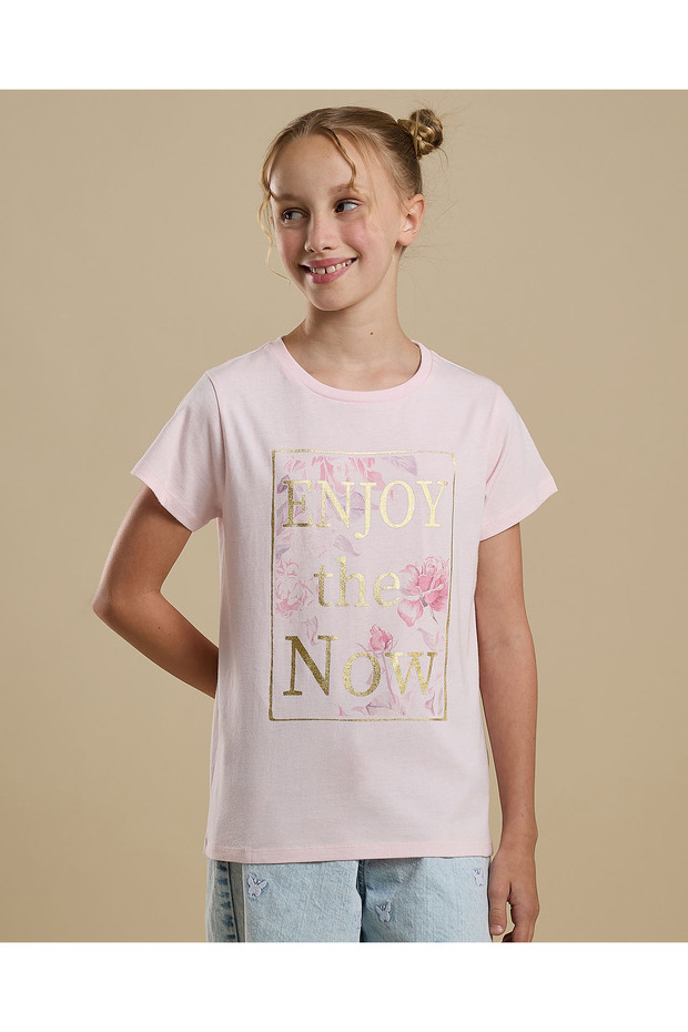 Graphic Print T-Shirt with Crew Neck and Short Sleeves