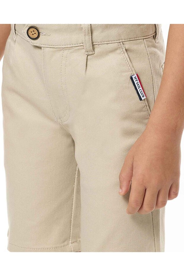 Textured Shorts with Button Closure - 5