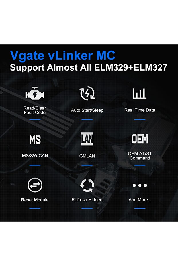 vLinker MC Professional Car Diagnostic Tester Interface, Bluetooth, compatible with ELM327, - 8