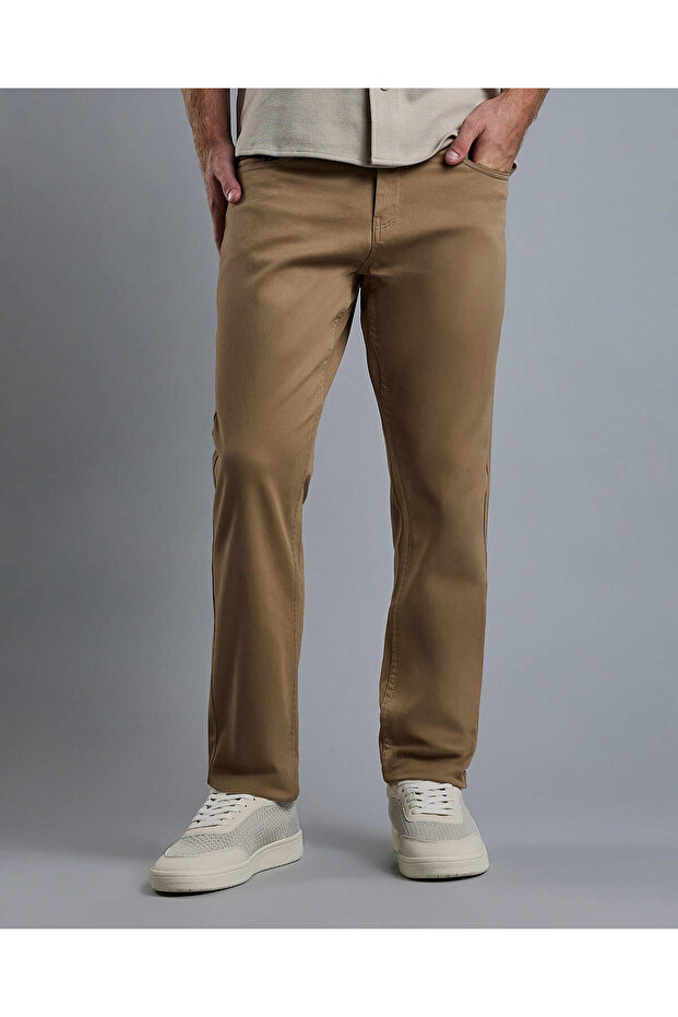 Solid Woven Pants with Button Closure - 2