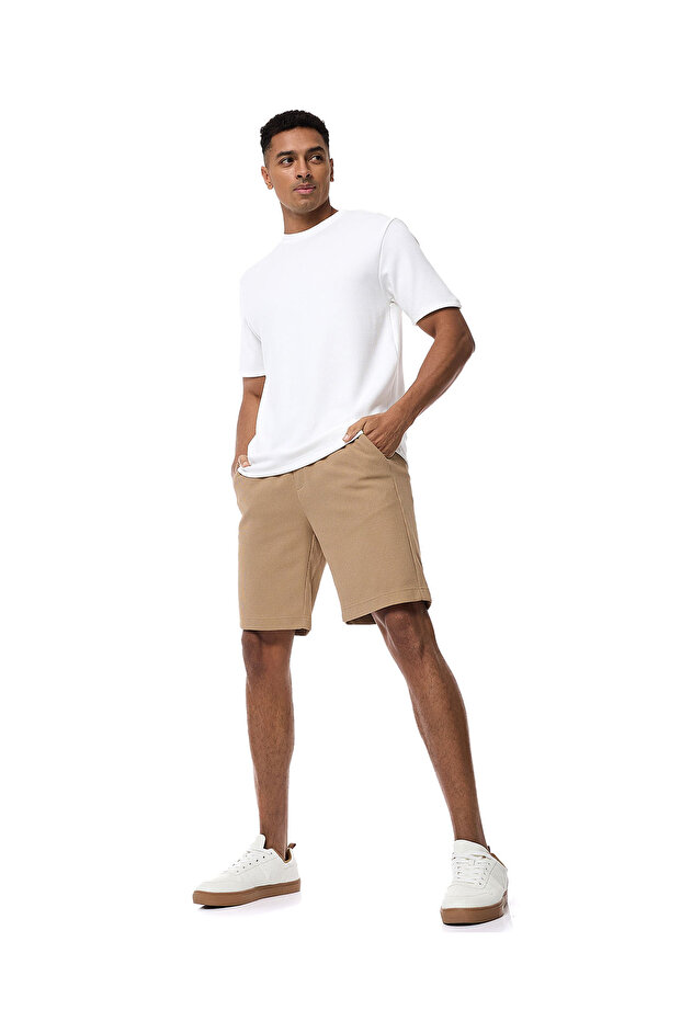 Textured Shorts With Drawstring Waist - 1