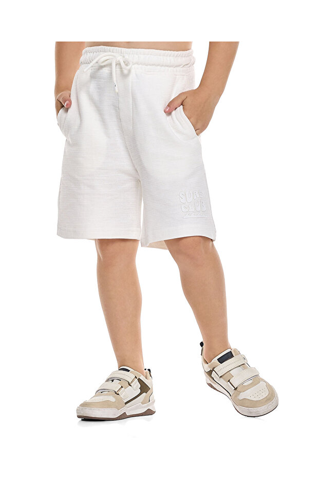 Textured Shorts with Drawstring Closure - 2