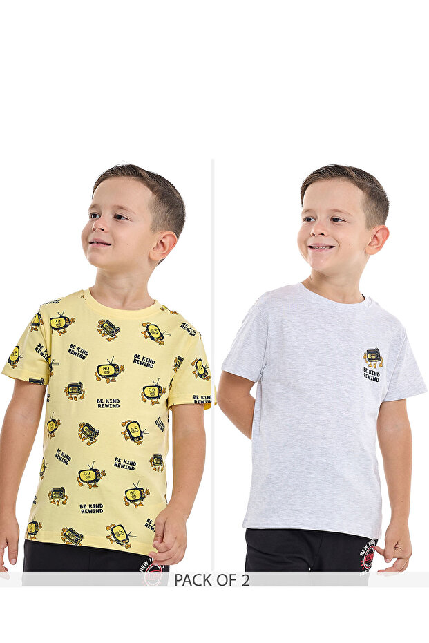 Printed T-Shirt with Crew Neck and Short Sleeves