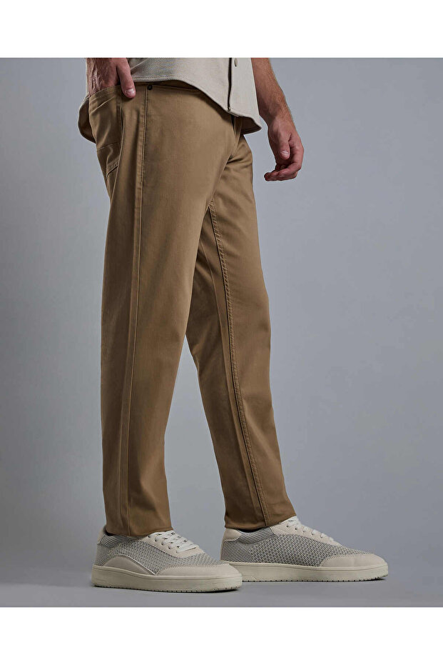Solid Woven Pants with Button Closure - 3