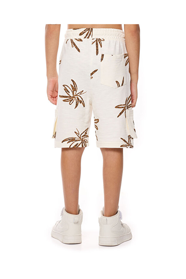 Printed Bermuda Shorts with Drawstring Waist - 4