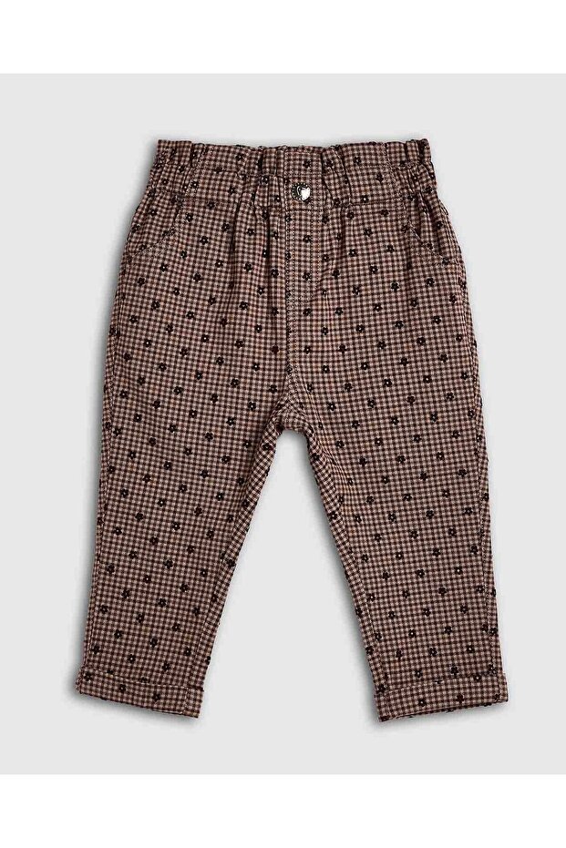 بنطلون منقوش مع أزرار للإغلاق - 1