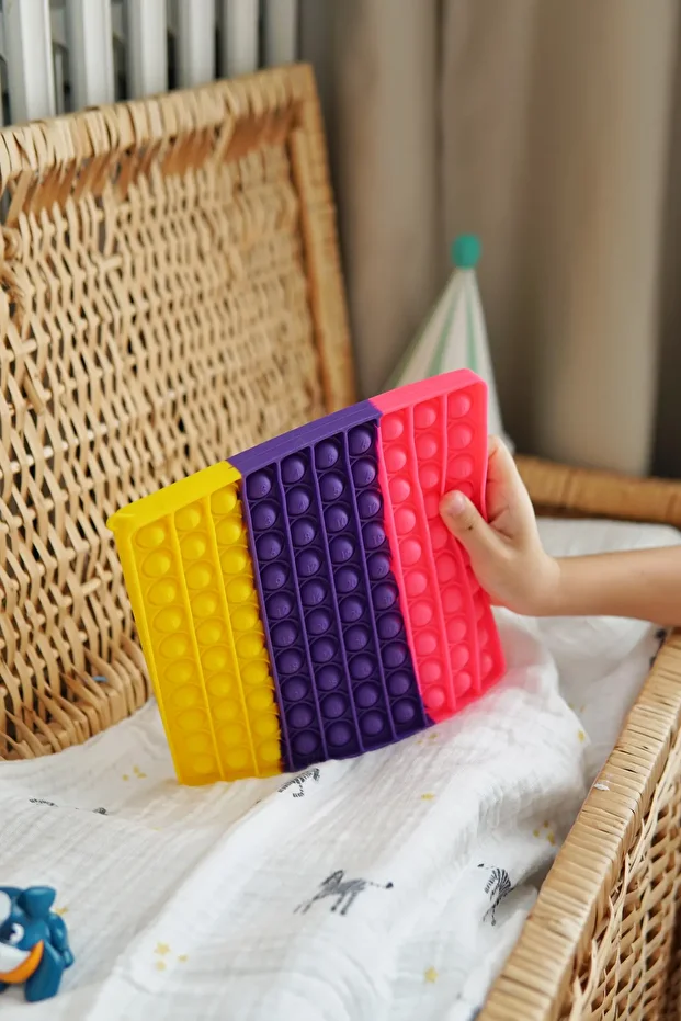 Popit Çarpım Tablosu, Gökkuşağı Renkli Pop It Push Bubble Popit Oyuncak, Eğitici Oyuncak, 20 x 20 cm - 1