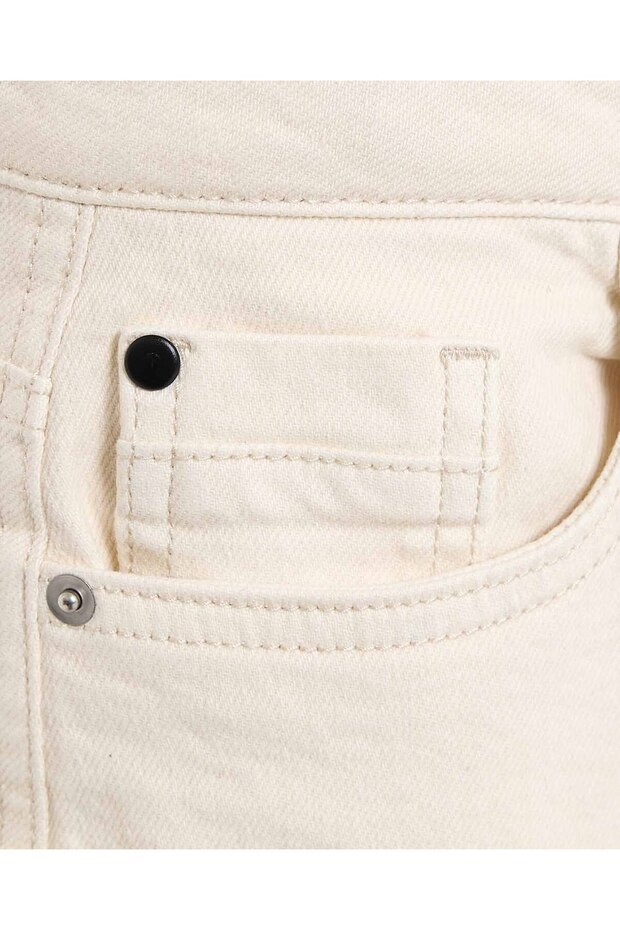 Solid Denim Shorts with Button Closure - 6