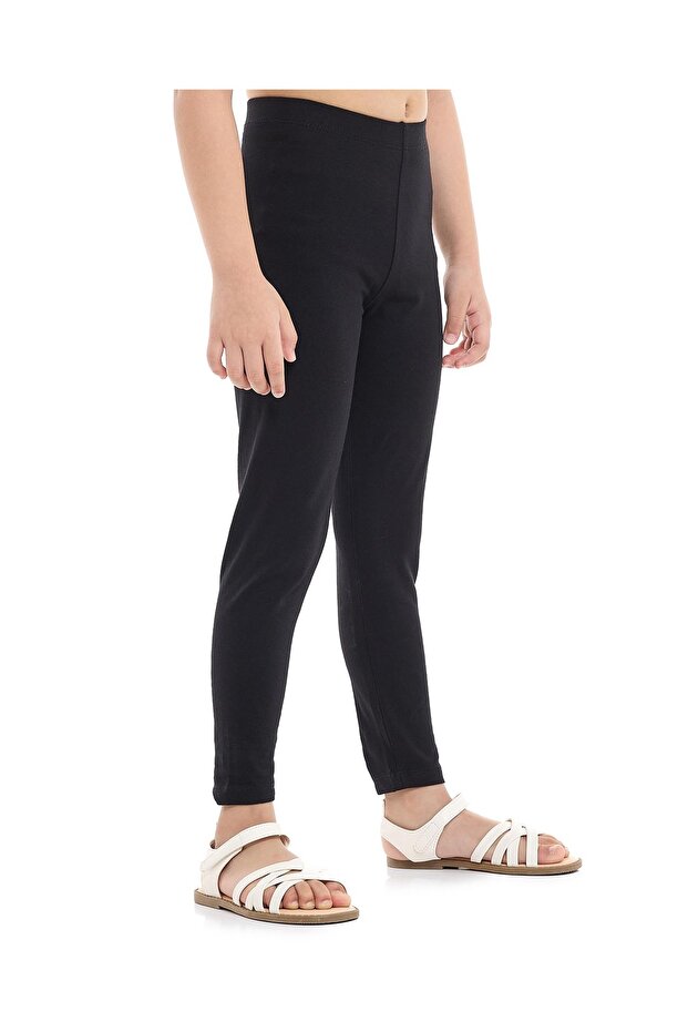 Solid Leggings with Elastic Waist - 3