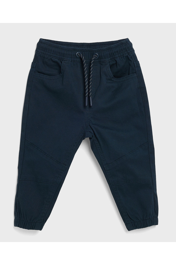 Solid Jogger Pants with Drawstring Waist - 1