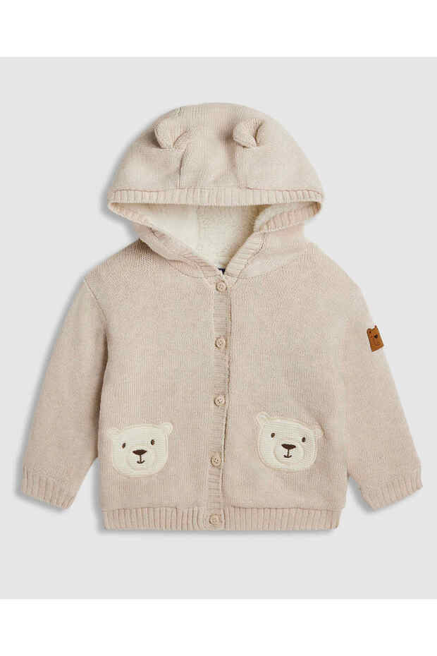 Appliqued Hooded Cardigan