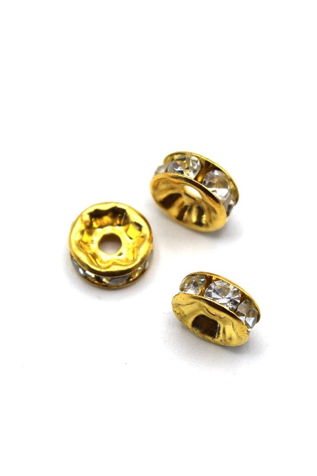 Metal Bookmark Crystal Stone Washer 8 mm 10 Pieces Gold