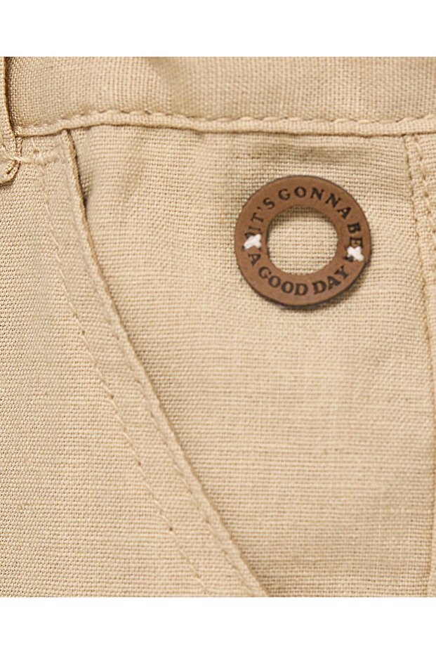 Solid Chino Shorts with Button Closure - 5