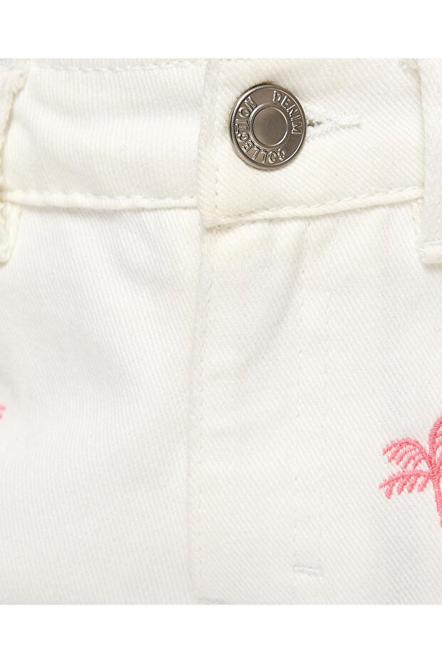 Embroidered Shorts with Button Closure - 5