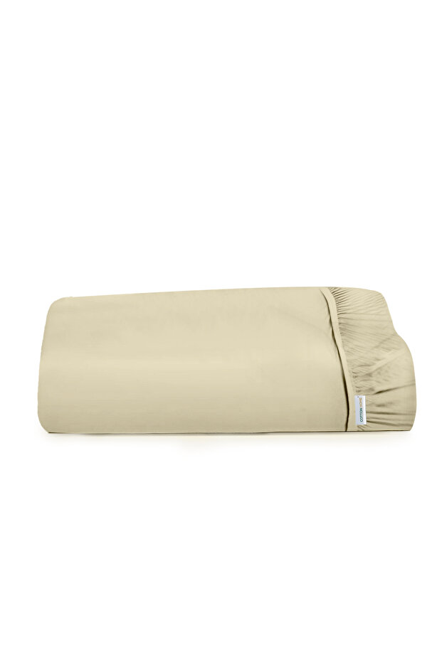 Supersoft 1 Piece Fitted Sheet 120x200+20cm, Single Size Bed sheet - Beige