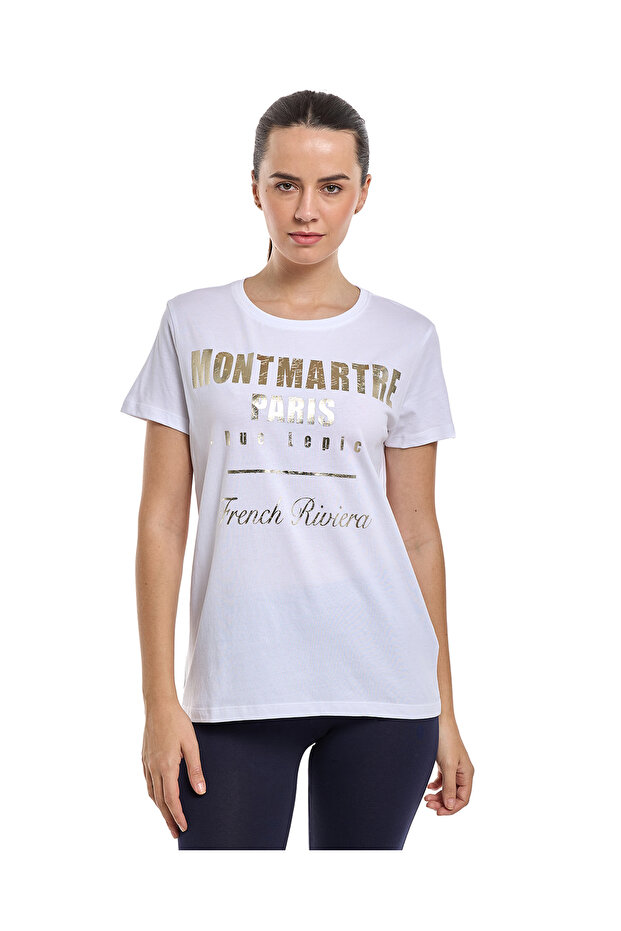 Printed T-Shirt with Crew Neck and Short Sleeves