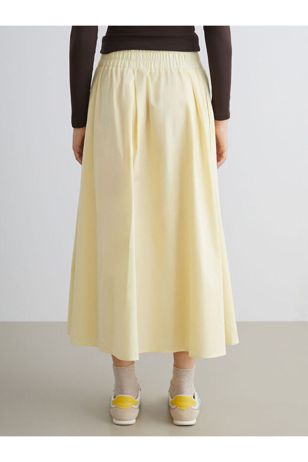 Create Your Style with Uzg Store |   Poplin Flared Skirt with Elastic Waistband - 4