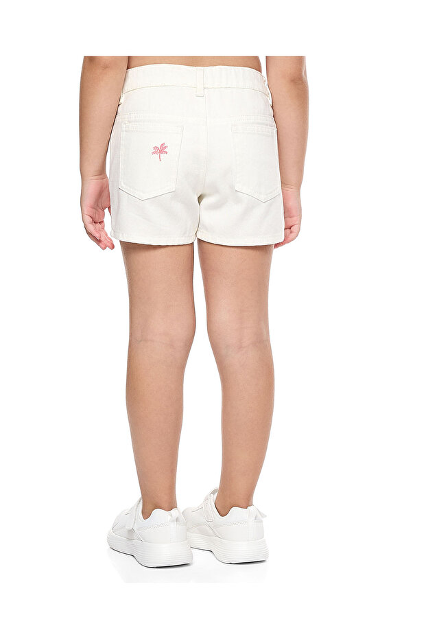Embroidered Shorts with Button Closure - 4