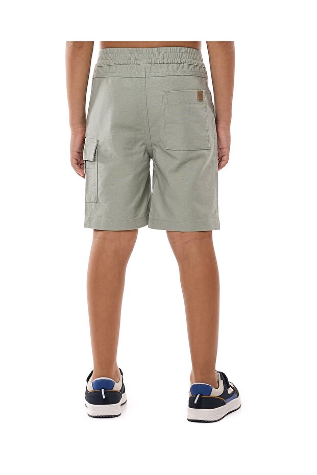 Solid Cargo Shorts with Button Closure - 3