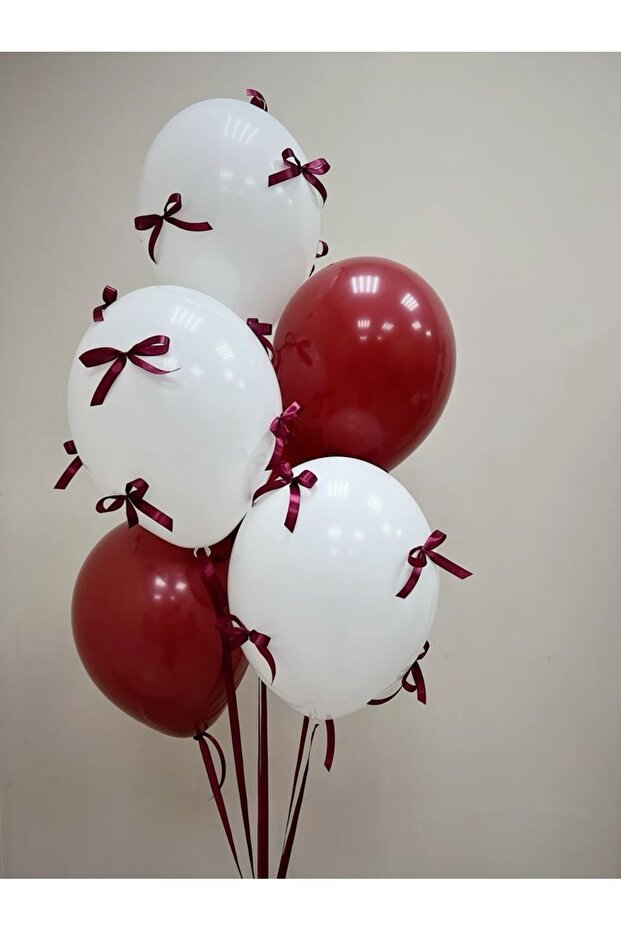Burgundy Bow Balloon Harness Set of 10