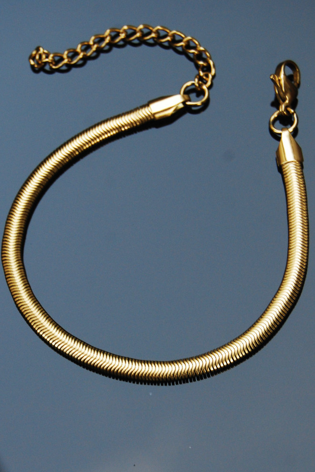Steel Italian Flat Snake Worm Bleklik 4 mm Gold Color | Non-Blackening, Unisex, 2 Years Warranty