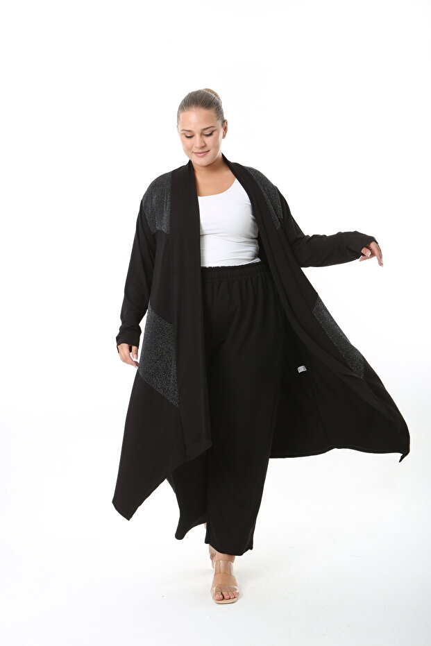 Women's Lycra Viscose Black Large Size Cardigan