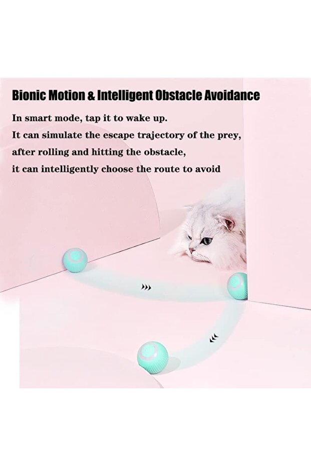 Interactive Smart Cat Ball, Automatic Cat Toys with LED Light, 360° Rotating Smart Kitten To - 8