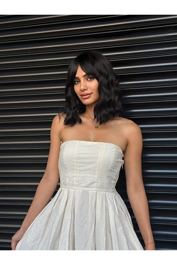 Siyah Kısa Dalgalı Perçemli Vip Peruk - 2