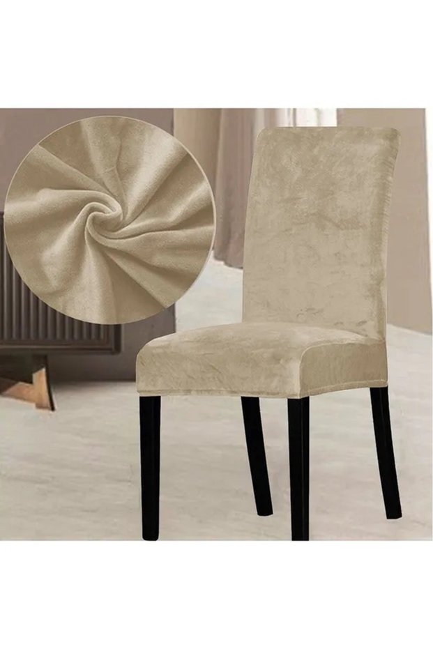 Velvet Lycra Chair Cover Chair Cover 1 Piece (Mink)