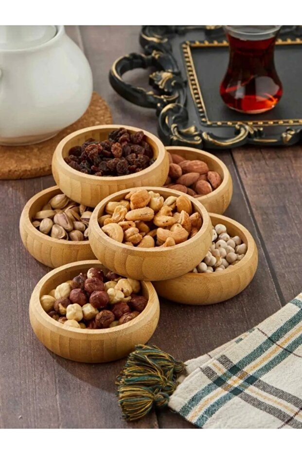 وعاء تقديم الإفطار من الخيزران مكون من 3 قطع. (3 قطع)