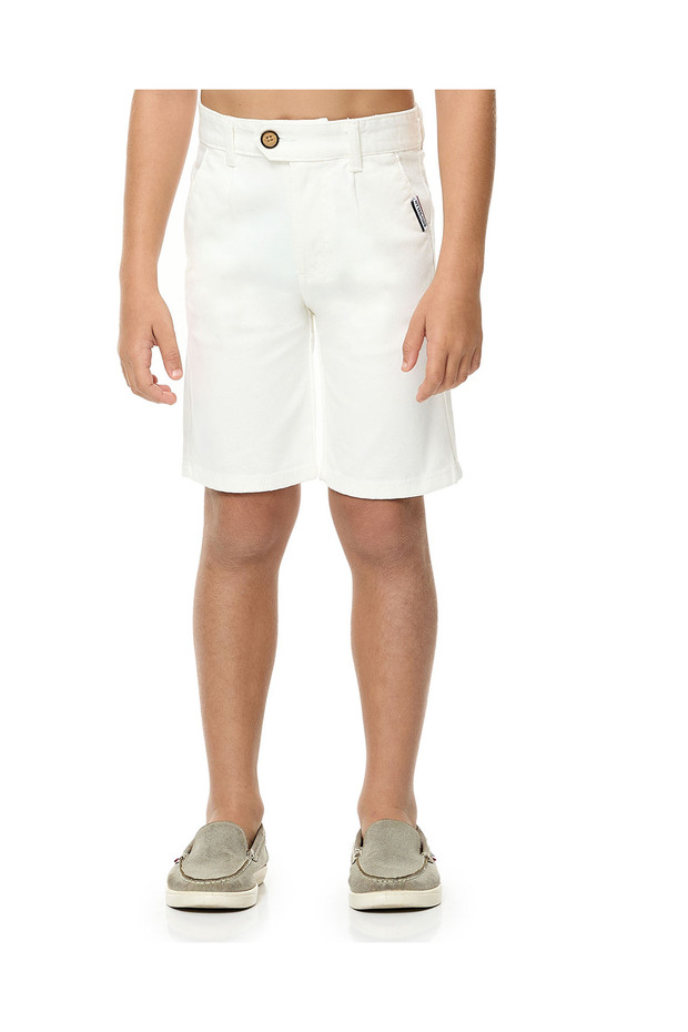 Textured Shorts with Button Closure - 2