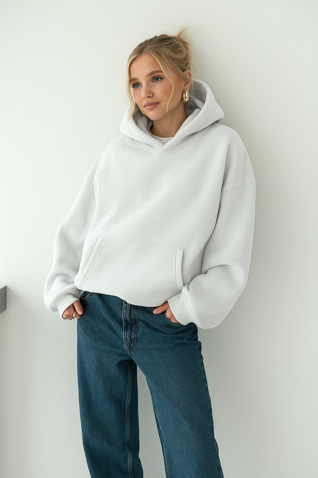 3 Yarn Combed Cotton Women's Solid Color Sweatshirt