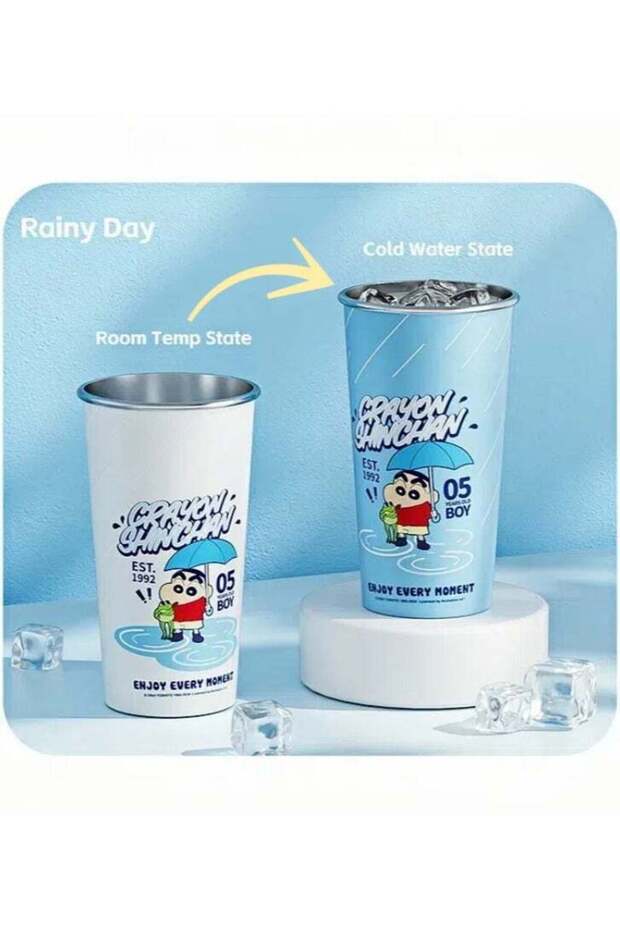 Crayon Shinchan Color Changing Iced Water Cup 630ML Portable Coffee Mug With Lid Gift for Children/Women/Men