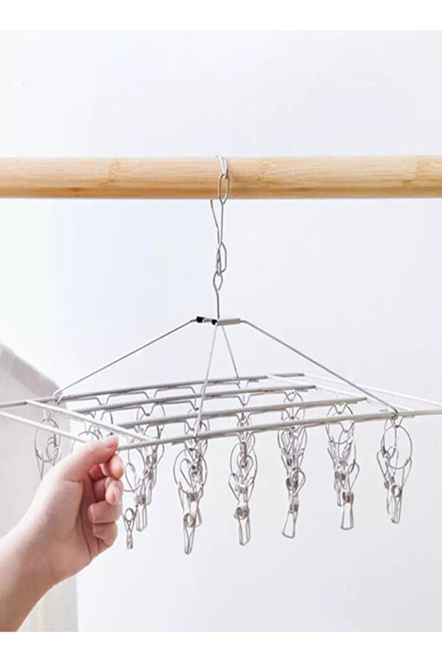 Stainless Steel Square Shaped Clothes Hanger Silver 38cm