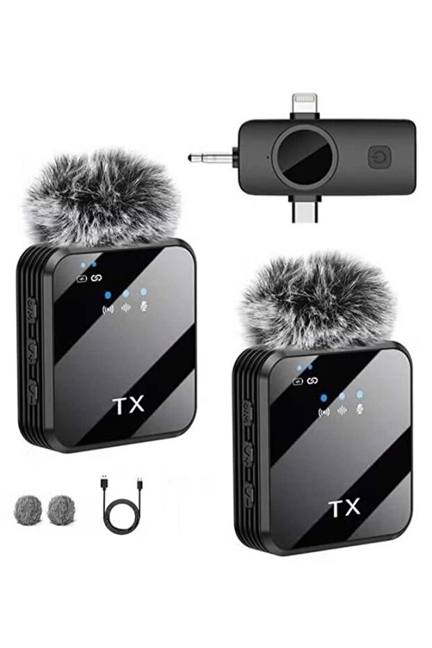 3-in-1 Wireless Lavalier Microphone for iOS and Android Devices with 3.5mm Jack for Recording Interviews and Videos - 1
