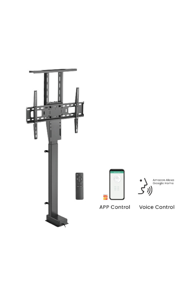 Skill Tech SH 46MX Smart Motorized TV Lift Stand – Large, Matte Black, Heavy-Duty, Remote