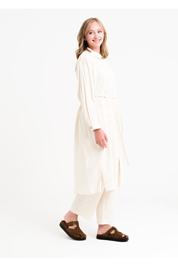 Apoletli Keten Tunik - 5