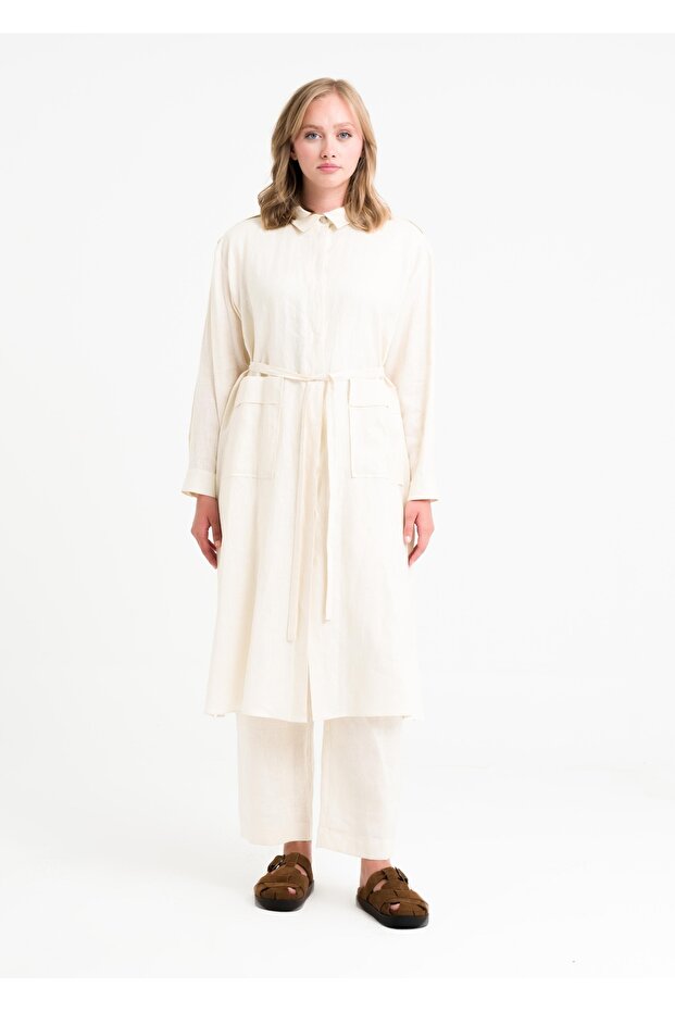 Apoletli Keten Tunik - 3