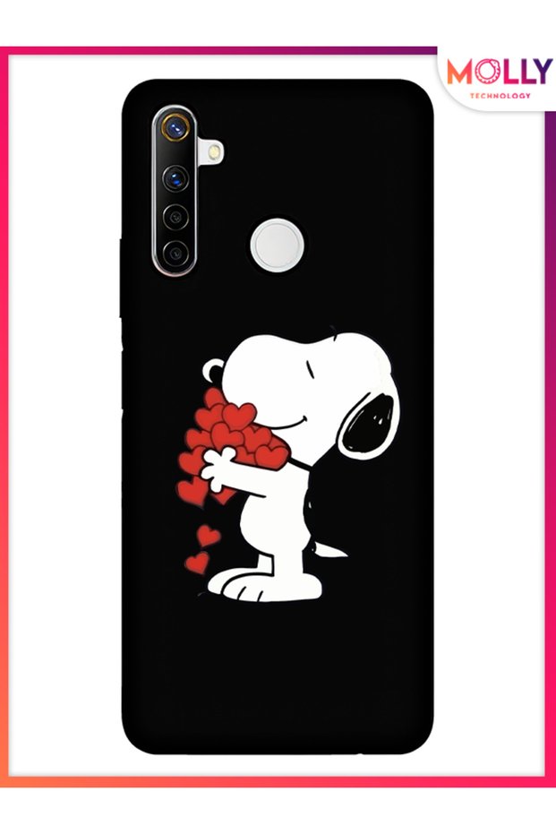 حافظة سيليكون بنمط سنوبي لوف باللون الأسود لهاتف Realme 6i
