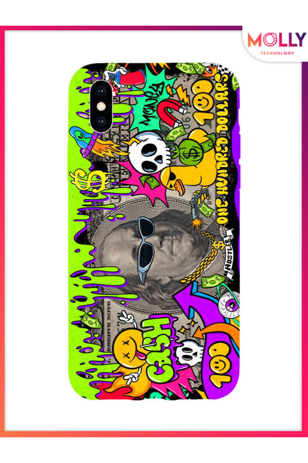 Black Cash Graff Pattern Silicone Case for iPhone XS Max