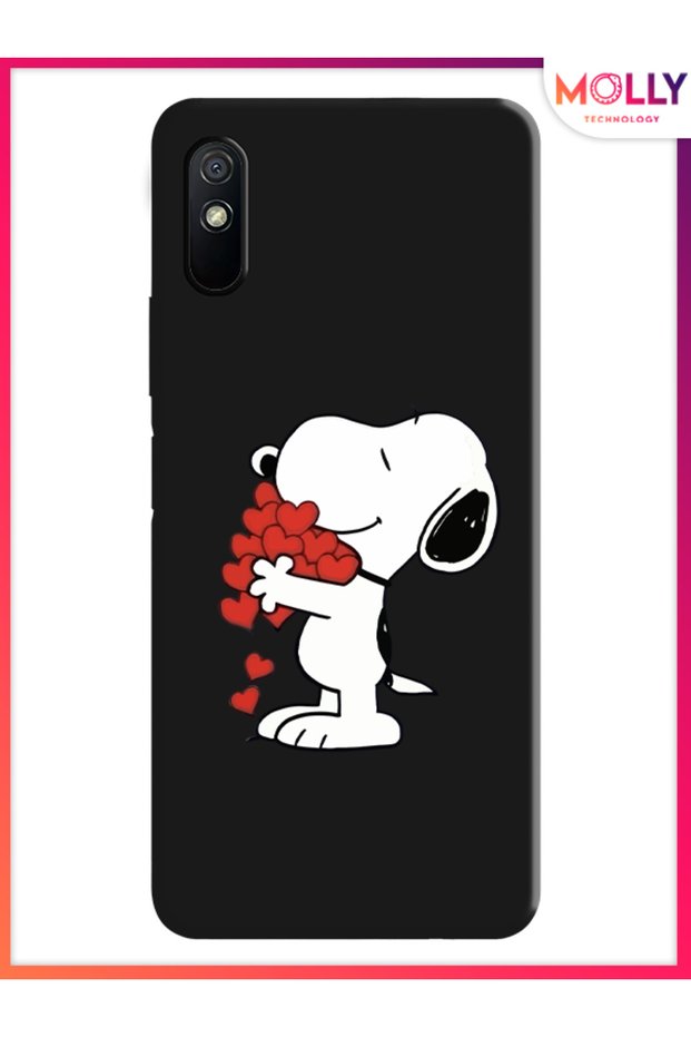 حافظة سيليكون بنمط سنوبي لوف باللون الأسود لهاتف Xiaomi Redmi 9A