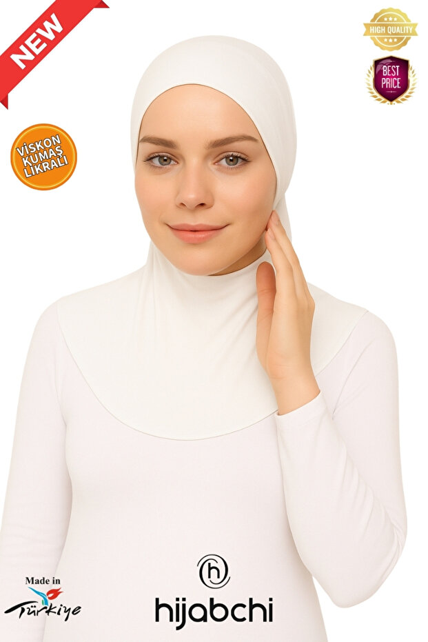 XL Neck Collar Hijab - Wide Fit Viscose Fabric - Diabetic Hijab - White
