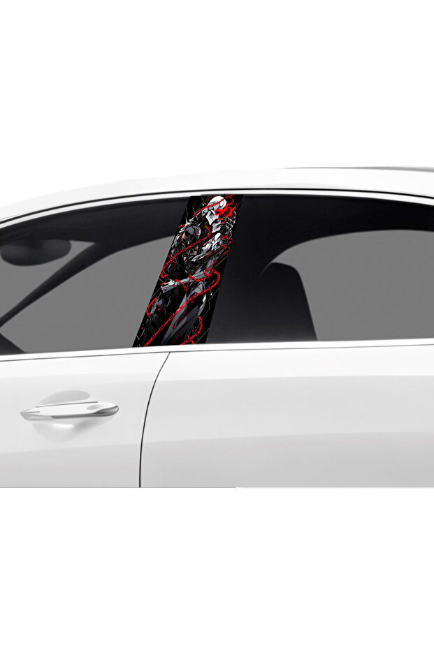 Car Door Post Covering Foil Skeleton Patterned (Right Left Set) (2 Pieces) - 22X50 cm