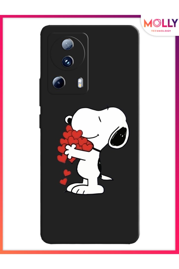 حافظة سيليكون بنمط سنوبي لوف باللون الأسود لهاتف Xiaomi Mi 13 Lite