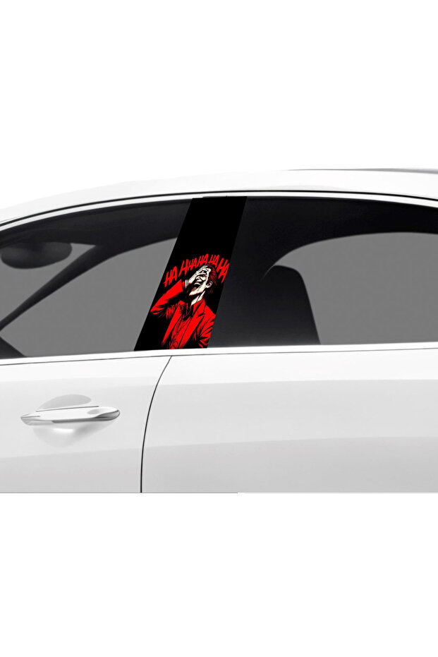 Car Door Post Covering Foil Joker Patterned (Right Left Set) (2 Pieces) - 22X50 cm