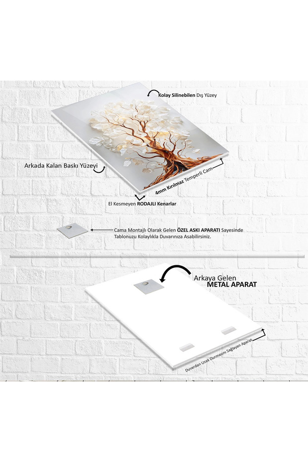 Hayat Ağacı Cam Tablo - 5