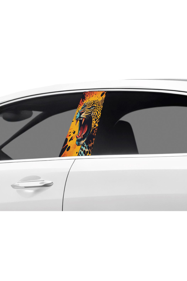 Vehicle Door Post Covering Foil Tiger Pattern (Right Left Set) (2 Pieces) - 22X50 cm