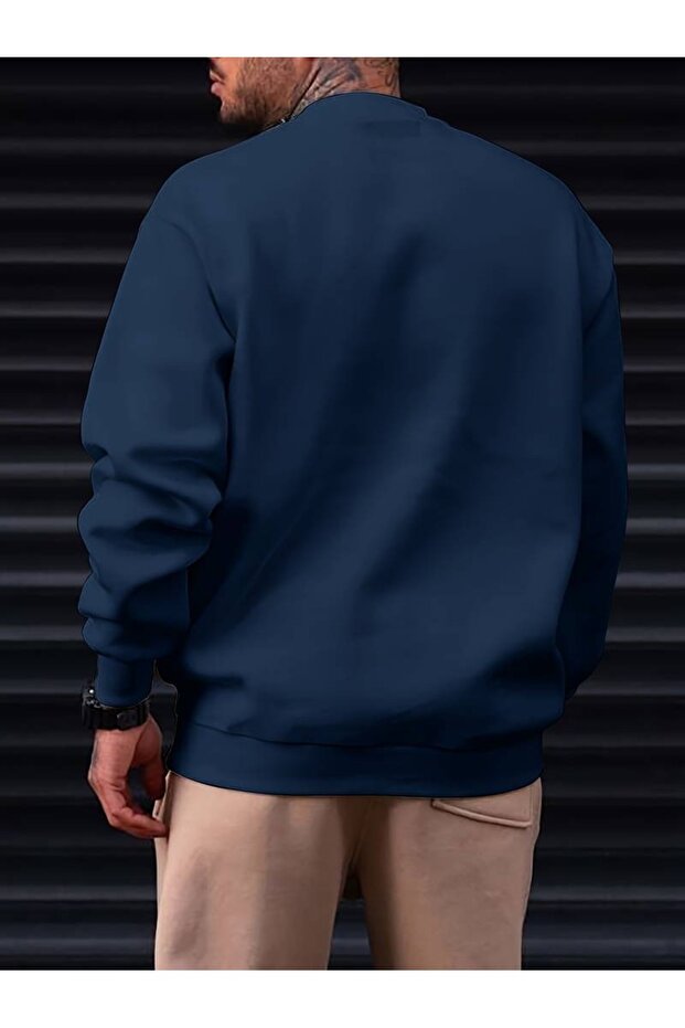 Синій чоловічий синій Plz Use It з принтом, велосипедна комір Oversize - 2