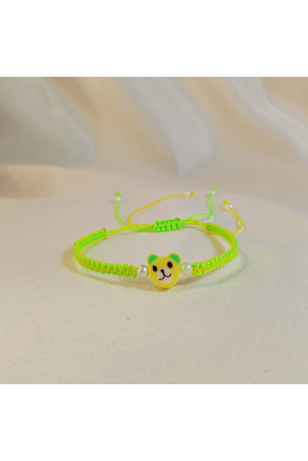 Macrame Knitted Unisex Bracelet with Bear Figure - Handmade Cute Design - Cute Teddy Bear Bracelet