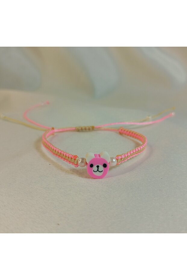 Macrame Knitted Unisex Bracelet with Bear Figure - Handmade Cute Design - Cute Teddy Bear Bracelet